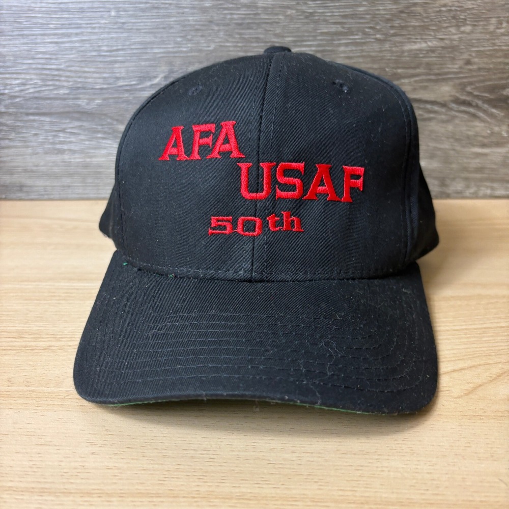 USAF Hat Cap Snap Back Black Red AFA Adjustable